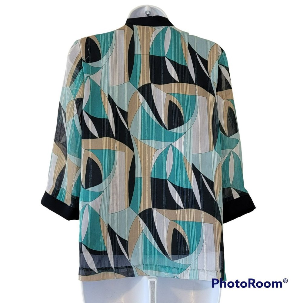 R & M Richards Women's 6P Navy Shell and Multi Color Jacket 1PC - Picture 2 of 10